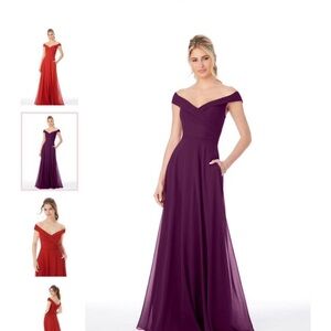 Elegant Purple Off-Shoulder Evening Gown